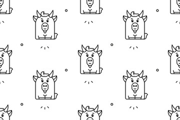 Seamless pattern with Goats. Icon design. Template elements