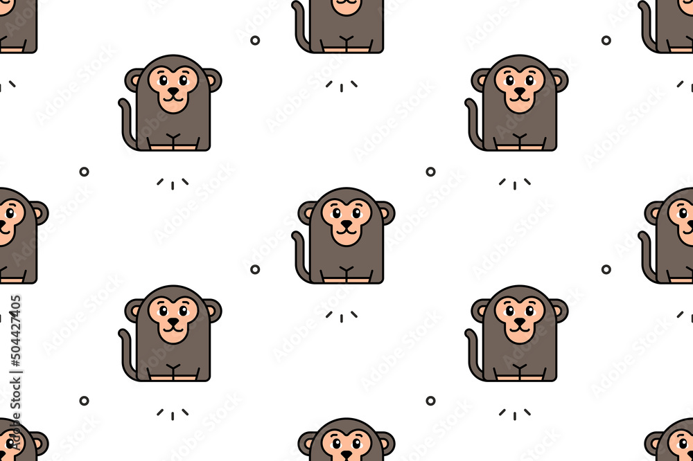 Poster seamless pattern with monkeys. icon design. template elements