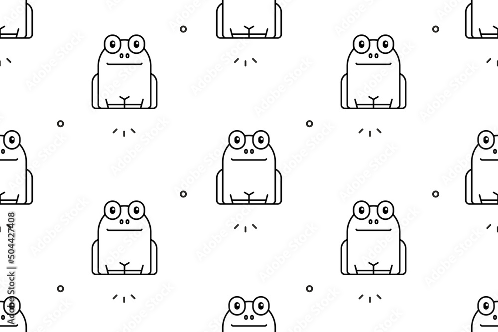 Poster seamless pattern with frogs. icon design. template elements