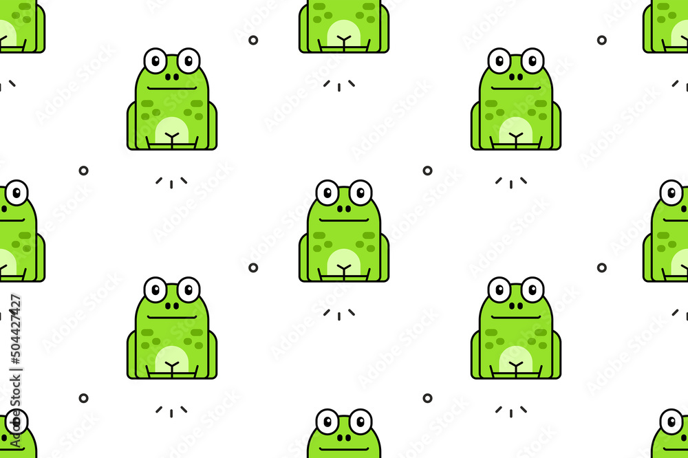 Poster seamless pattern with frogs. icon design. template elements