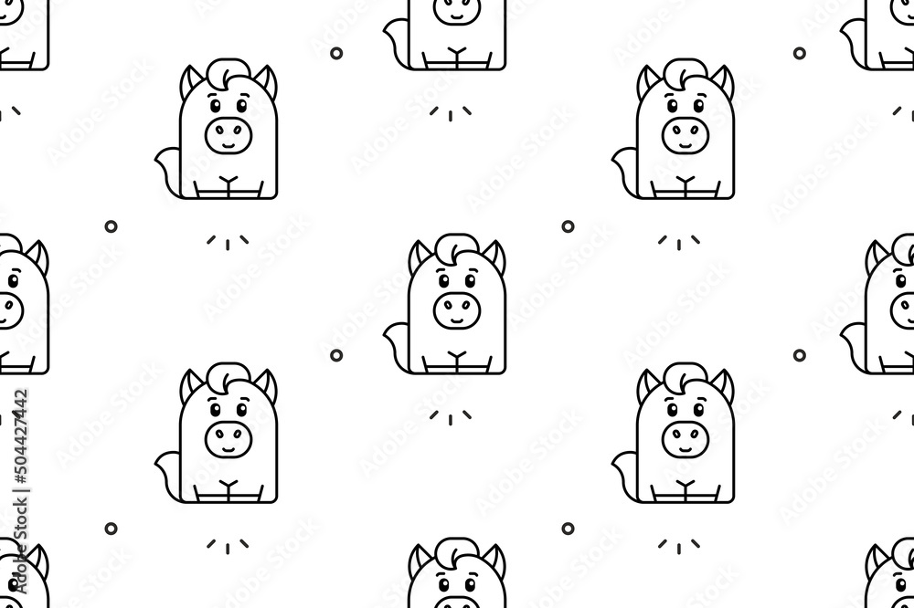 Poster seamless pattern with horses. icon design. template elements