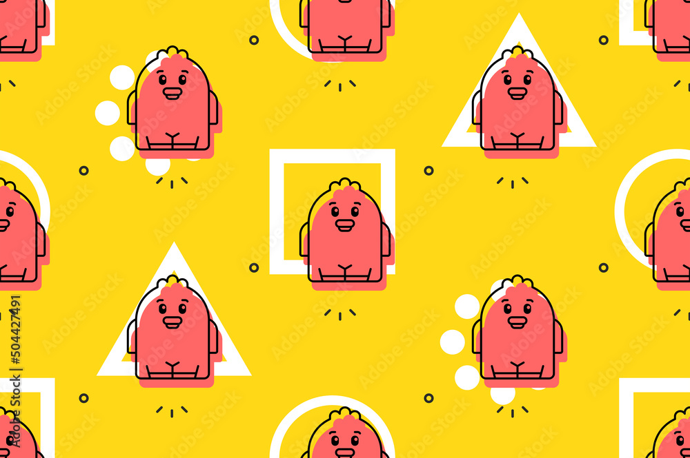 Poster seamless pattern with ducks. icon design. template elements