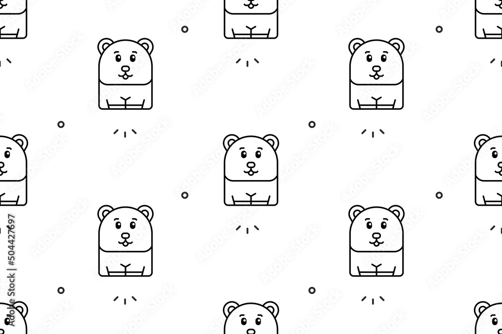 Poster seamless pattern with pandas. icon design. template elements
