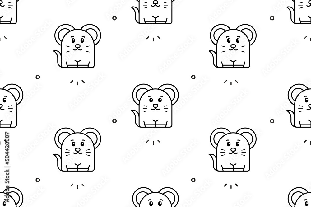 Poster seamless pattern with mouses. icon design. template elements