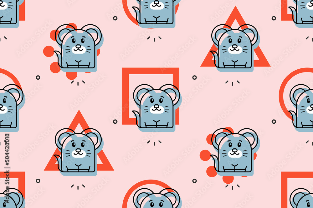 Poster seamless pattern with mouses. icon design. template elements
