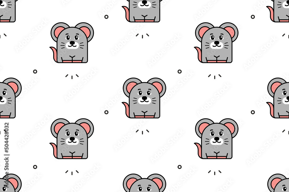 Poster seamless pattern with mouses. icon design. template elements
