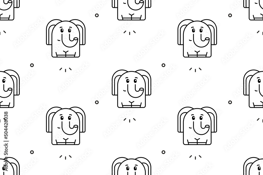 Poster seamless pattern with elephants. icon design. template elements