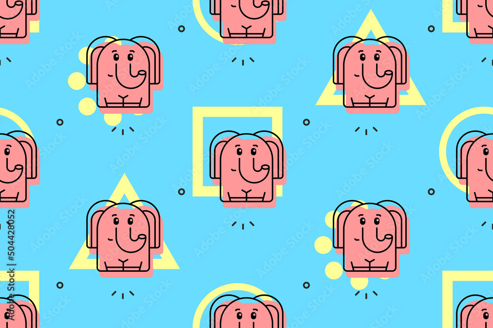 Poster seamless pattern with elephants. icon design. template elements