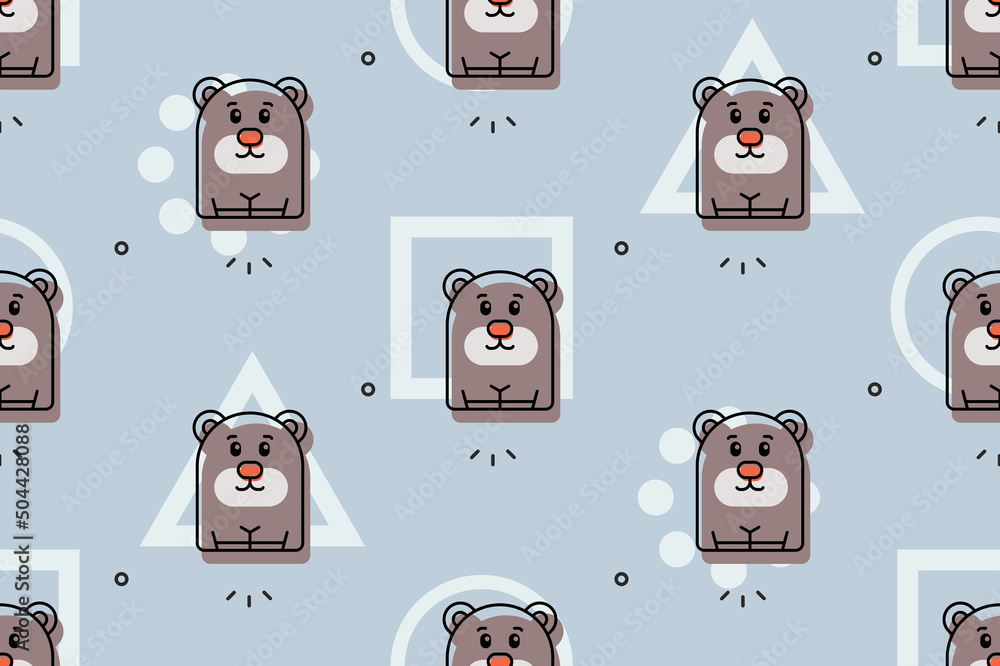 Poster Seamless pattern with Bears. Icon design. Template elements