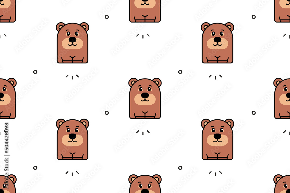 Poster seamless pattern with bears. icon design. template elements
