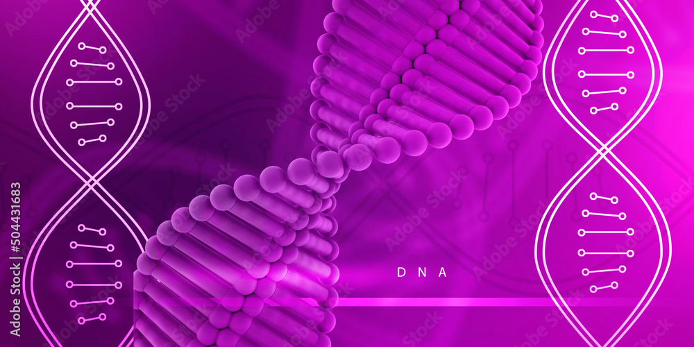 Poster 3d render of dna structure, abstract background