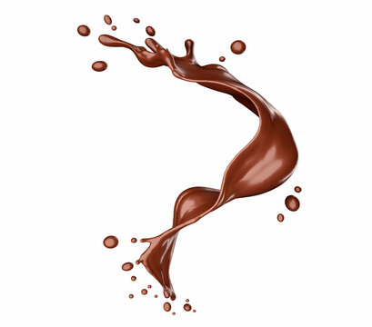 Chocolate splash isolated on white background - 3D illustration