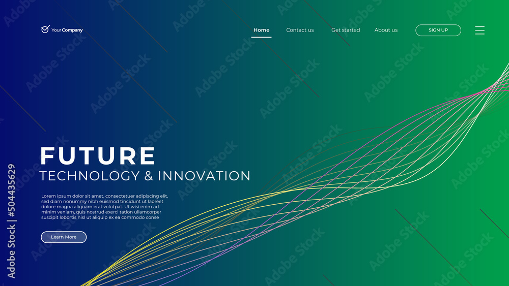 Wall mural creative green horizontal website screen part for responsive web design project development. 3d colo