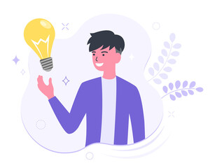 Creative men come up with new ideas or think of opportunities for business channels to be successful. Vector illustration.