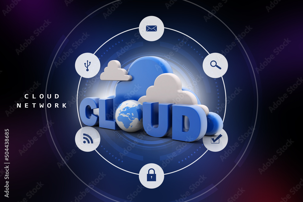 Poster 3d rendering technology cloud computing