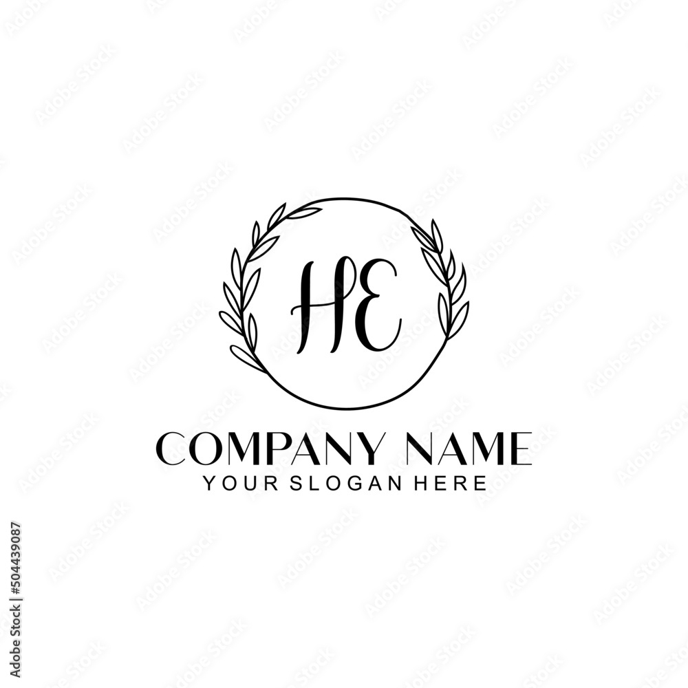 Wall mural he beauty vector initial logo