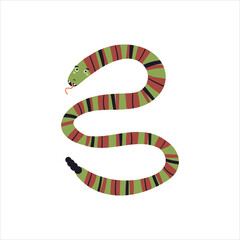 Cute snake vector illustration. Funny hand drawn exotic  character. Happy terrarium animal isolated on white background. Childish t shirt print design python