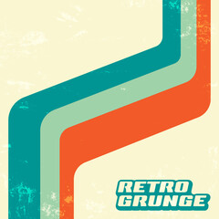 Retro grunge texture background with vintage color stripes. Vector illustration