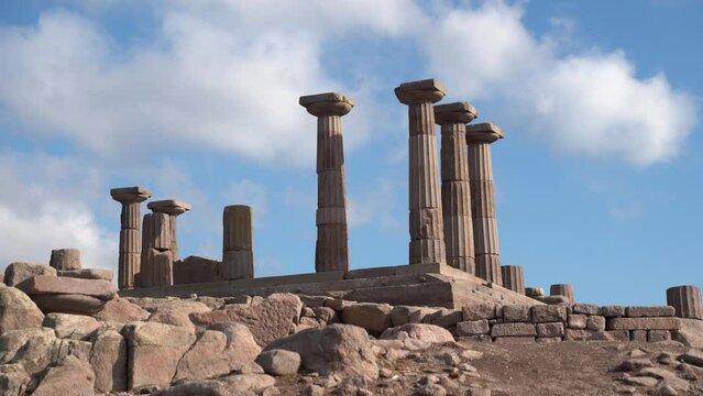The ruins of the temple of Athena in the ancient city of Assos. Behramkale Canakkale, Turkey. The city where Aristotle falls.