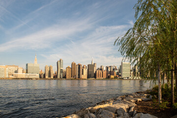 Midtown Manhattan skyline at sunrise, seen from Long Island City, Queens, New York.
