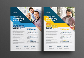 Corporate Flyer Layout with Blue & Yellow Accents