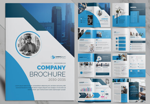Corporate Brochure Template with Blue Accents