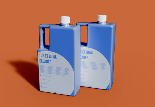 Two Plastic Cleaning Bottles Mockup