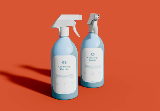 Two Cleaning Bottles Mockup