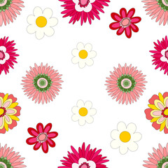 Seamless retro texture in 60s, 70s, 80s style. hippie era, psychedelic groovy elements. doodle picture hippie retro vintage. Floral pattern.