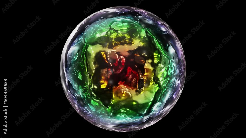 Aufkleber realistic looping 3d animation of the colorful iridescent glass magic plasma orb rendered in uhd wit