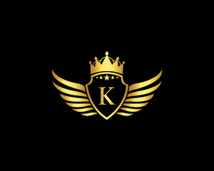 Golden K Luxury Logo Template Vector Icon. Golden Elegant Beautiful logo with with crown Vector Illustration Of Luxury Logo.