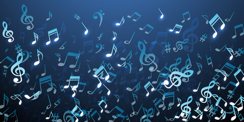 Music notes cartoon vector background. Sound