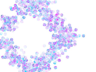 Iridescent beads confetti placer vector background. Bright lustering tinsel particles party decoration top view. Birthday confetti scatter glowing pattern.