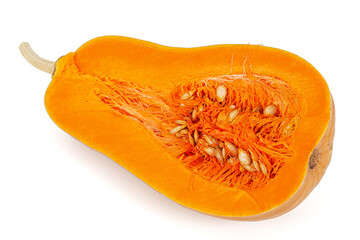 Half pumpkin, isolated on the white background
