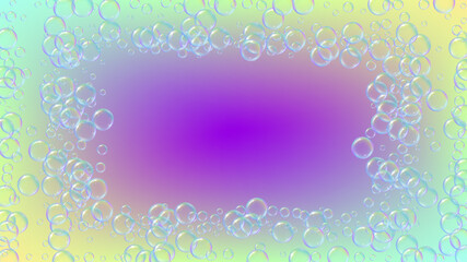 Bubble background with shampoo foam and detergent soap. Blue fiz