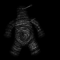 Rope voodoo doll, digital painting, horror concept
