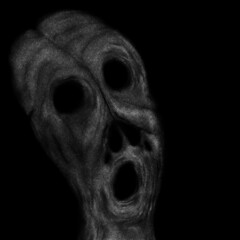 Humanoid with four nostrils, digital painting, horror concept