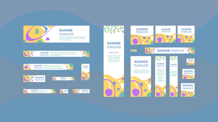 Set of web banners template different sizes for mobile and social networks, poster, shopping ads, marketing. Bundle banners for product promotion, travel agency, journey, vacation, traveling.