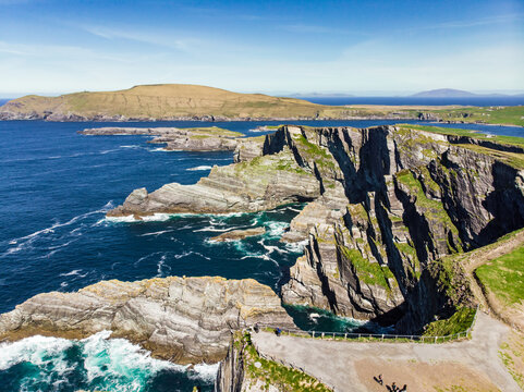 Amazing wave lashed Kerry Cliffs, widely accepted as the most spectacular cliffs in County Kerry, Ireland.