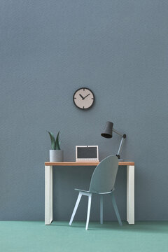 Papercraft working desk with laptop