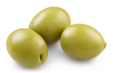 Close-up of delicious olives, isolated on white background