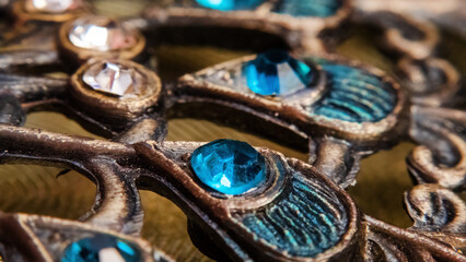 Deco jewelry with gems in macro shot