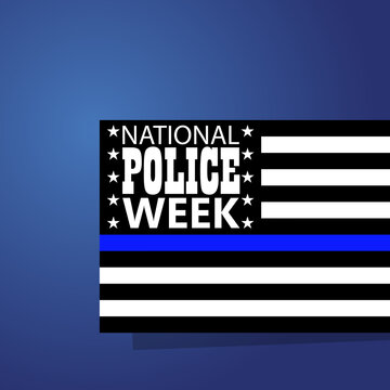 National Police Week in May. Celebrated annual in United States. In honor of the police hero. Police badge and patriotic elements. Officers Memorial Day. Poster, card, banner. EPS10 vector.