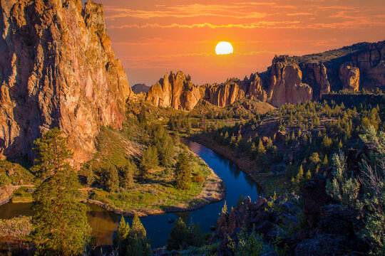 Smith Rocks State Park, a popular rock climbing area in central Oregon near Terrebonne.