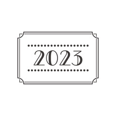 2023 クラシカルなデザイン文字とフレーム　白黒