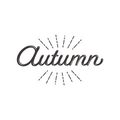 光沢のある滑らかな秋のデザイン文字と太陽フレーム　白黒