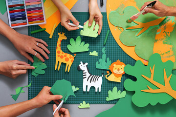 Animal shape from paper for creative project concept. 