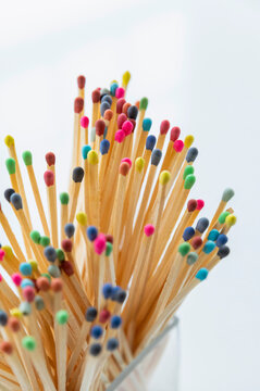 Colorful wooden matches in bunch 