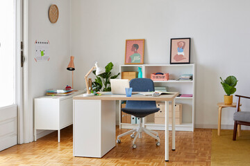 Interior of creative home office