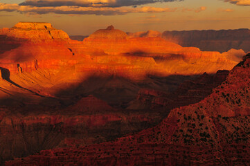 Spectacular sunset from the South Rim of the Grand Canyon National Park, Arizona, Southwest USA